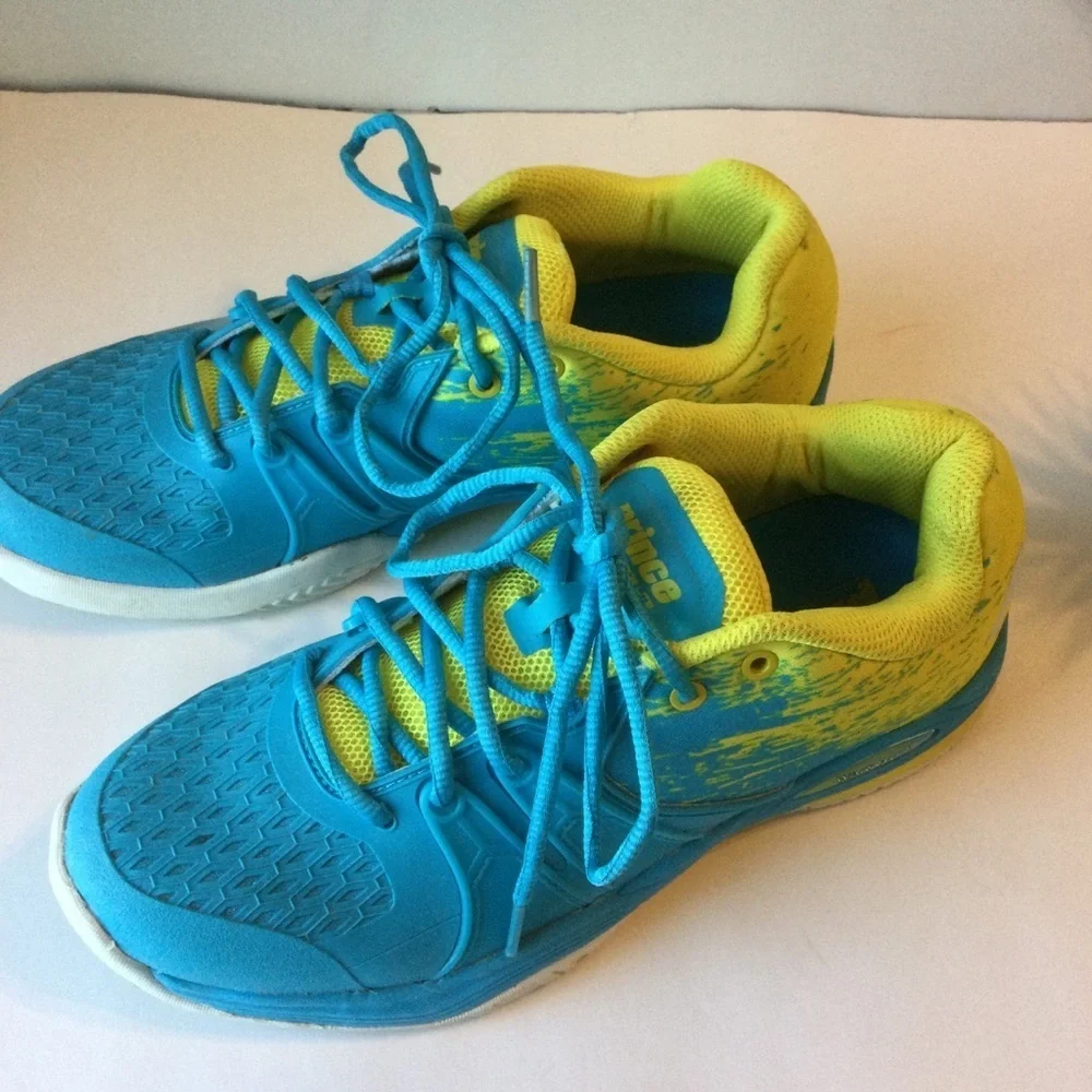 Prince Warrior Lite Shock Eraser Blue and Yellow Casual Athletic Sneakers Size 9
